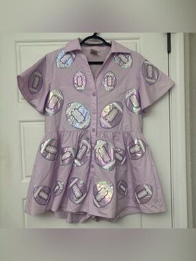 Queen Of Sparkles Women’s XS Lilac Purple Football Romper NEW
